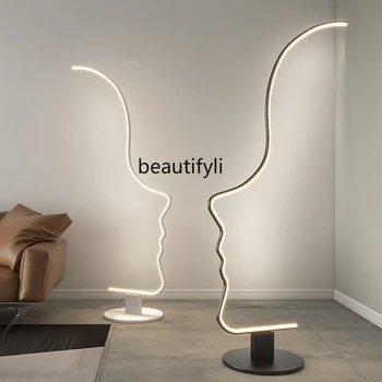 Kūrybiška personalizuota svetainė Miegamasis Modernus minimalistinis naktinis žuvų viliojimo lempa Meno veido grindų lempa